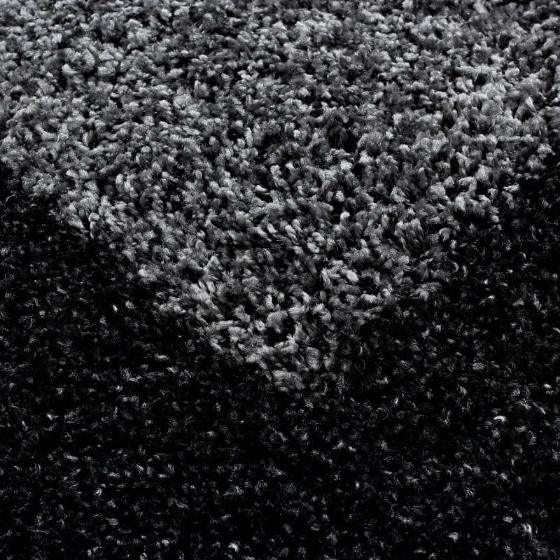 Hochflor Teppich Rund - Edge Schwarz