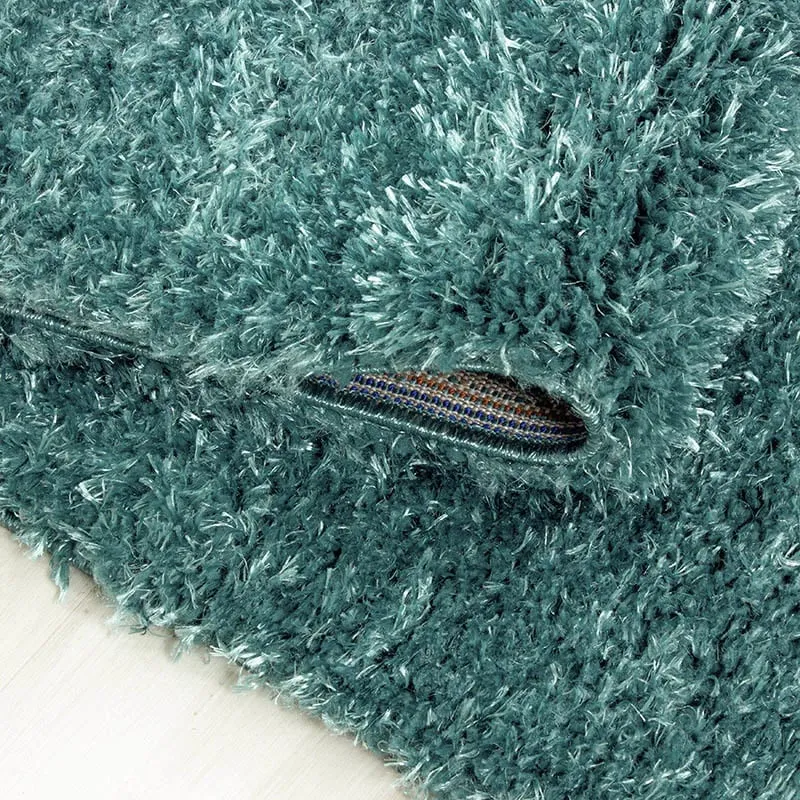 Hochflor Teppich Rund - Blushy Türkis