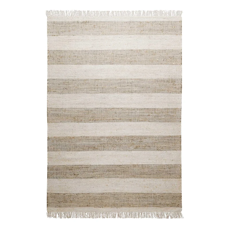 Handwebteppich Beige Sand aus Naturfaser "Virgil" Green Looop