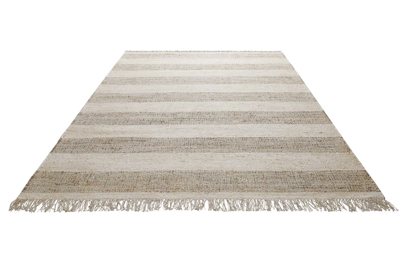 Handwebteppich Beige Sand aus Naturfaser "Virgil" Green Looop
