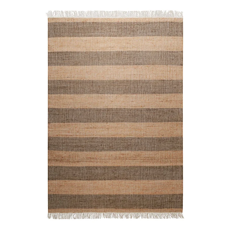 Handwebteppich Beige Braun aus Naturfaser "Virgil" Green Looop
