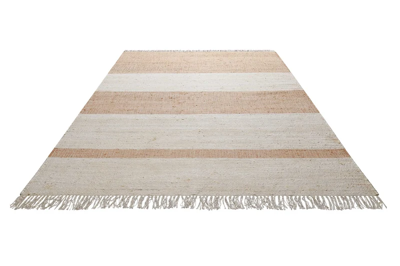 Handwebteppich Creme Beige Cognac aus Naturfaser "Vante" Green Looop