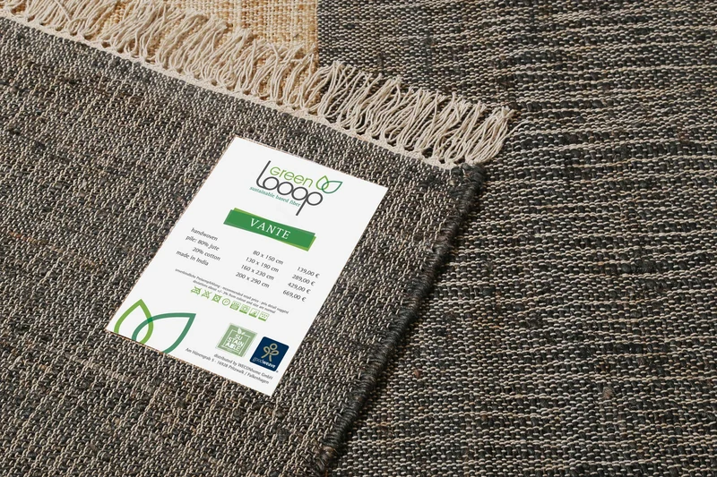 Handwebteppich Braun Grau aus Naturfaser "Vante" Green Looop