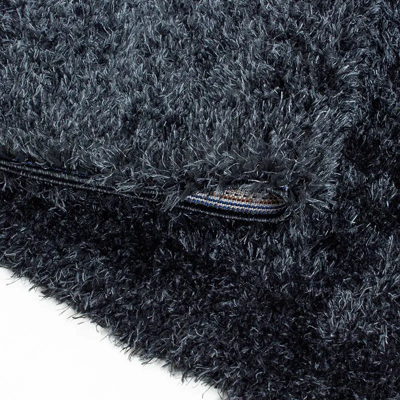 Hochflor Teppich Rund - Blushy Schwarz Meliert