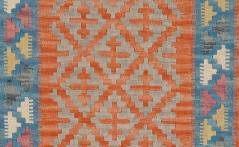 Kelim Gashgai · Handgewebt – Orange, 418x86 cm