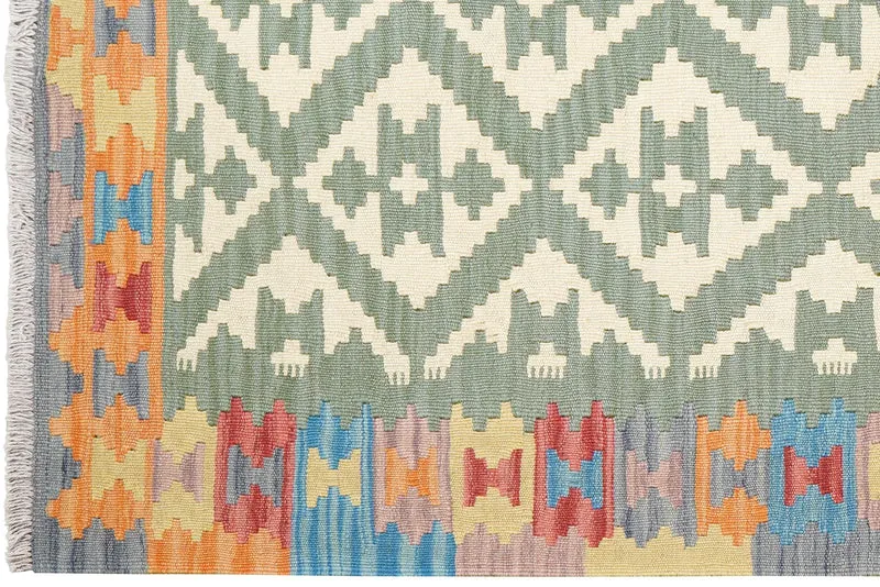 Kelim Gashgai · Handgewebt – Grün, 181x124 cm
