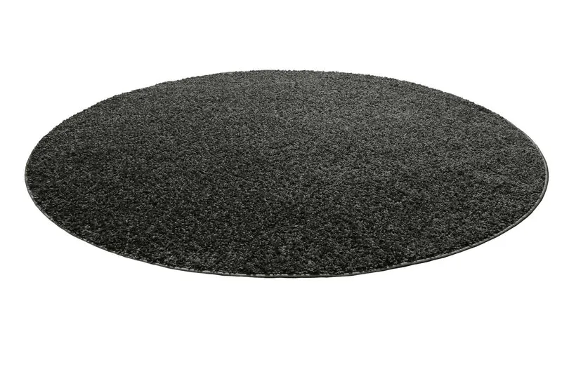 Teppich Rund Anthrazit Hochflor "Gino"Homie Living