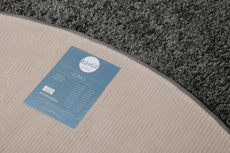 Teppich Rund Anthrazit Hochflor "Gino"Homie Living
