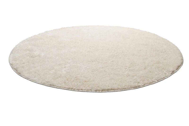 Teppich Rund Creme Weiß Hochflor "Flavio" Homie Living