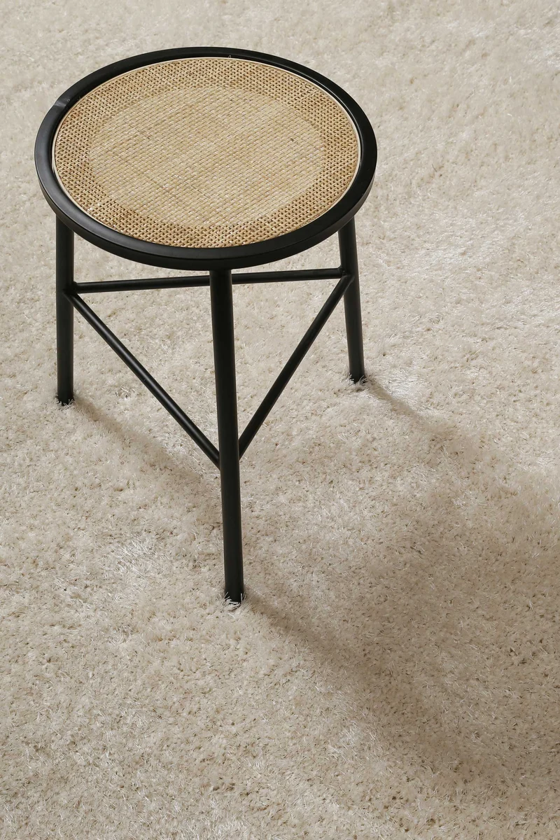 Teppich Rund Creme Weiß Hochflor "Flavio" Homie Living