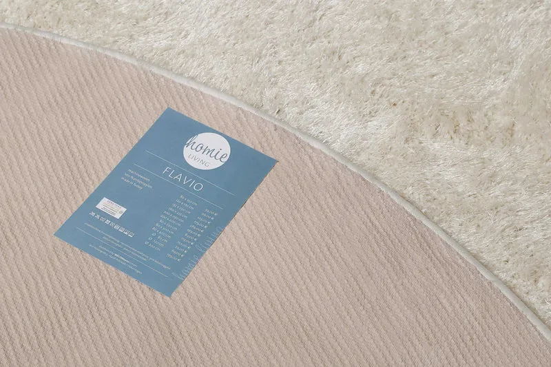 Teppich Rund Creme Weiß Hochflor "Flavio" Homie Living