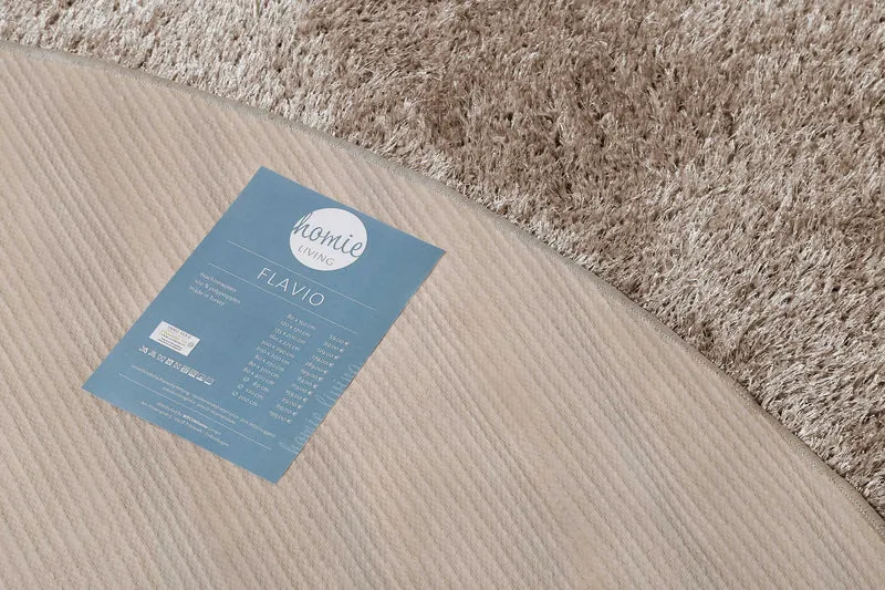 Teppich Rund Sand Hochflor "Flavio" Homie Living