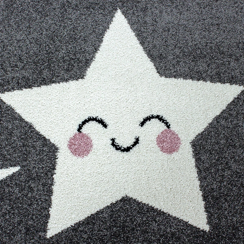 Kinderteppich Rund - Anna Sterne Grau
