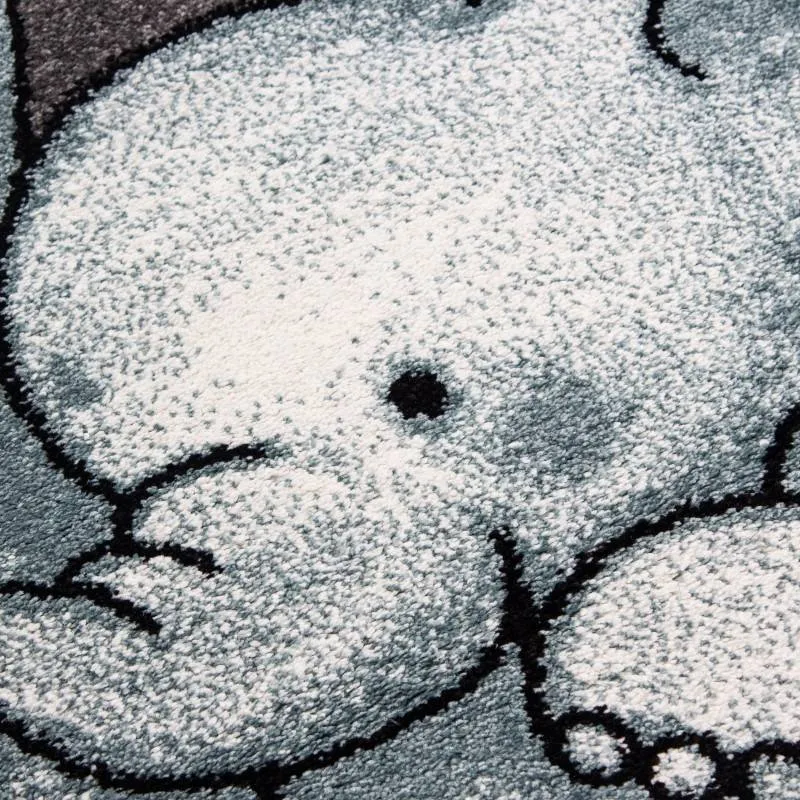 Kinderteppich Rund - Anna Elefant Blau