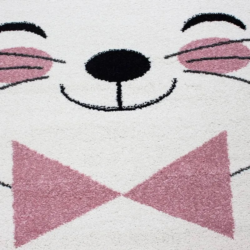 Kindertepppich Rund - Anna Katze Rosa