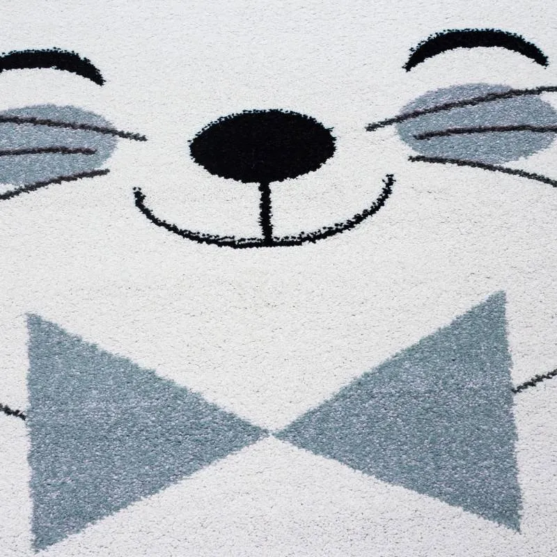 Kindertepppich Rund - Anna Katze Blau