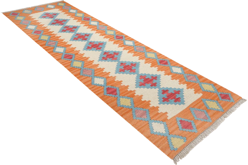 Kelim Gashgai · Handgewebt – Beige, 205x61 cm