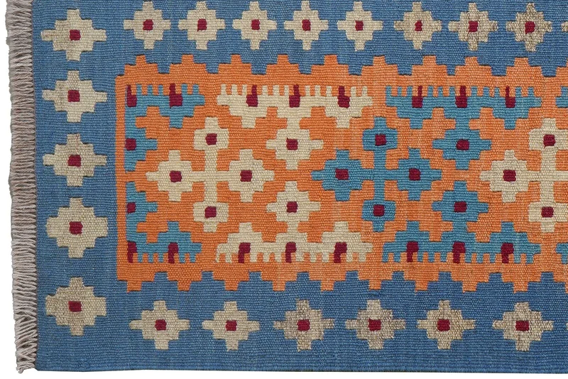 Kelim Gashgai · Handgewebt – Blau, 134x84 cm