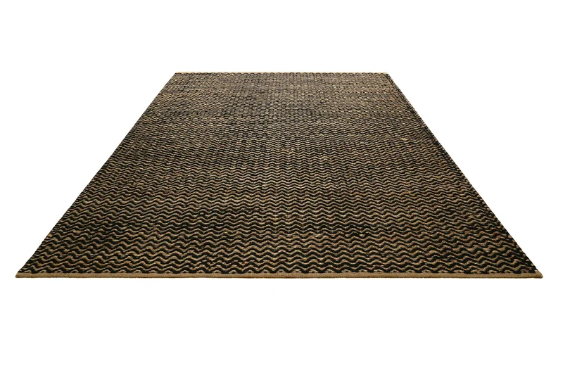 Kelim Teppich Schwarz Beige aus Naturfasern "Montpellier" Green Looop