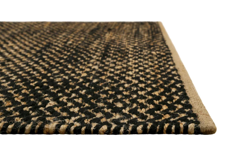 Kelim Teppich Schwarz Beige aus Naturfasern "Montpellier" Green Looop