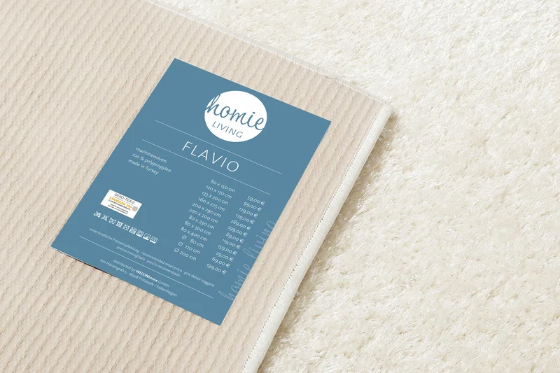 Teppich Creme Weiß Hochflor "Flavio" Homie Living