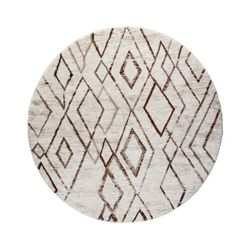 Hochflor Teppich Rund - Blend Diamond Creme Bunt