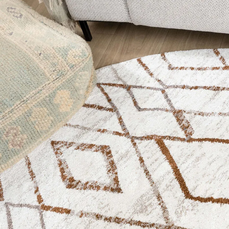 Hochflor Teppich Rund - Blend Diamond Creme Bunt
