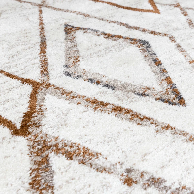 Hochflor Teppich Rund - Blend Diamond Creme Bunt