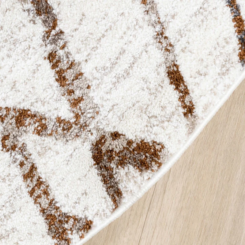 Hochflor Teppich Rund - Blend Diamond Creme Bunt