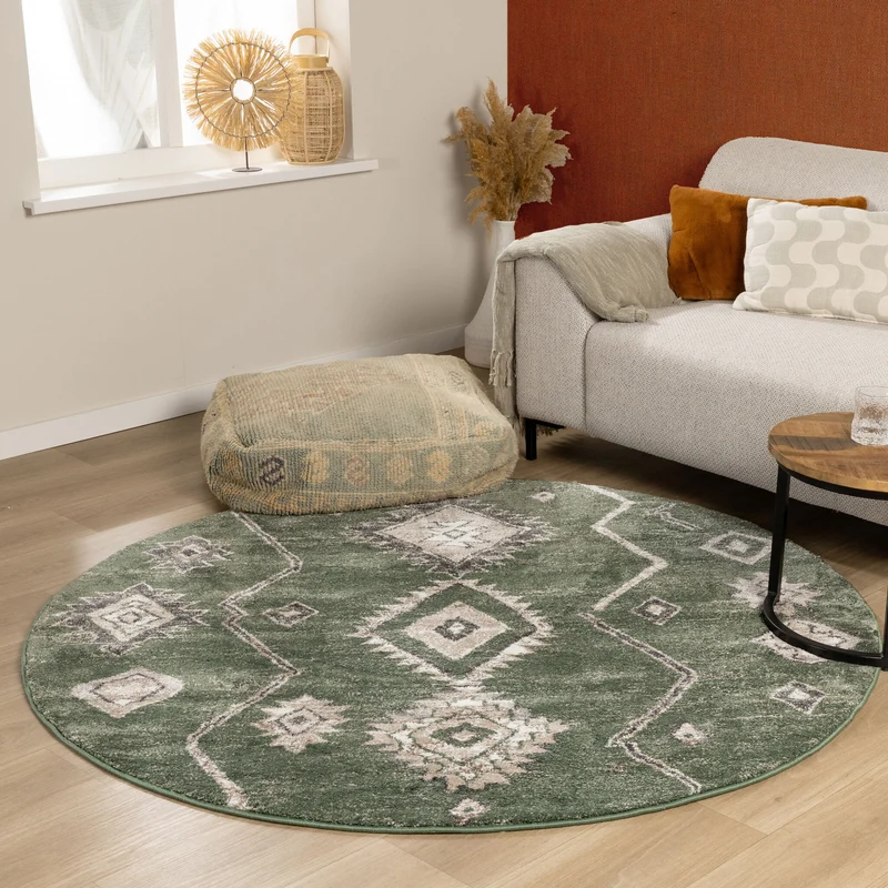 Berberteppich Rund - Blend Aztec Grün