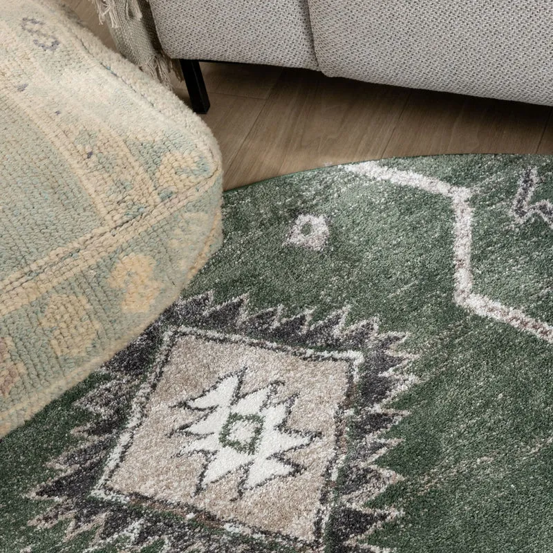 Berberteppich Rund - Blend Aztec Grün
