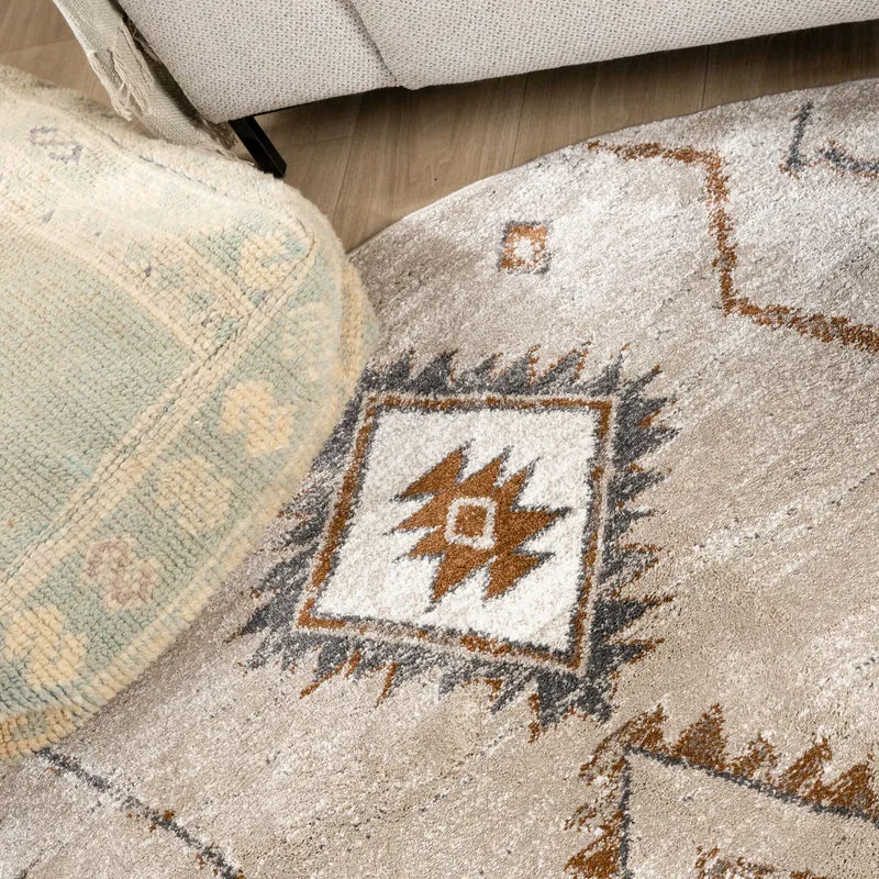 Berberteppich Rund - Blend Aztec Beige