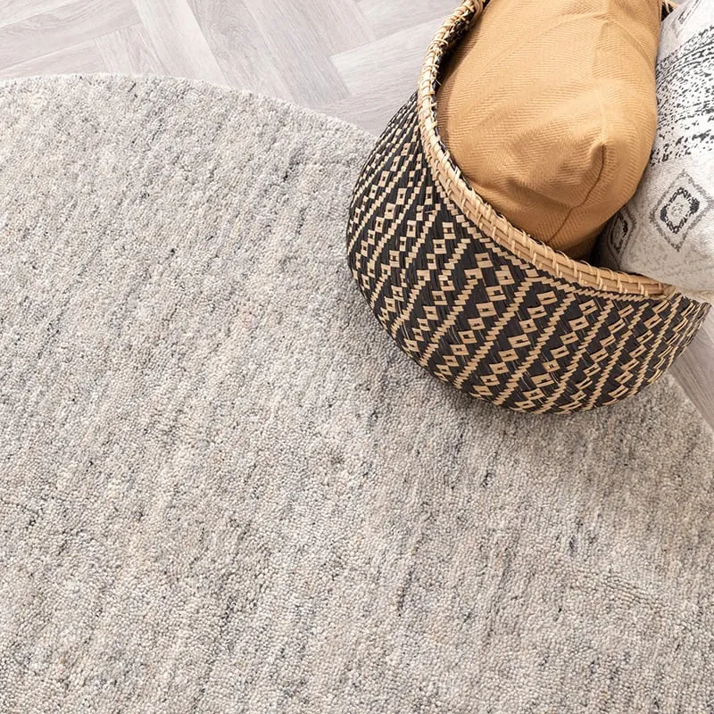Berberteppich Rund - Aicha Grau