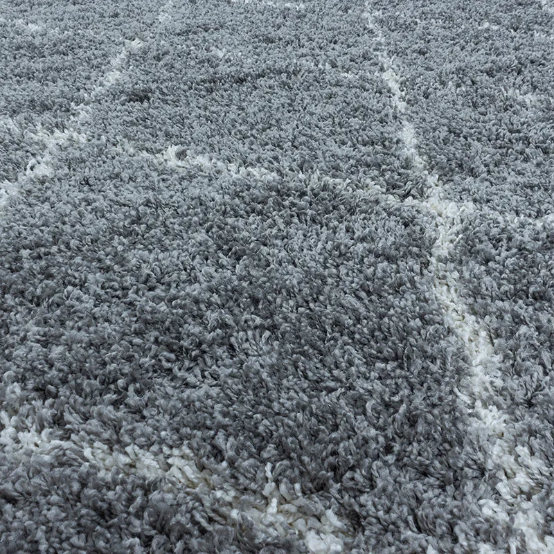 Berberteppich Rund - Agadir Lines Grau Creme