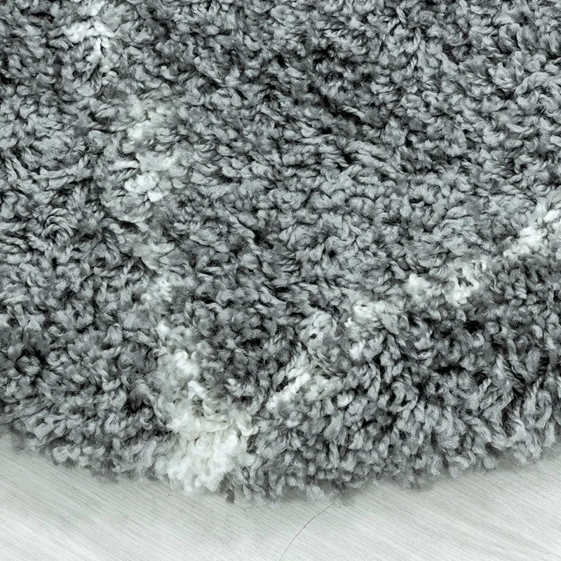 Berberteppich Rund - Agadir Lines Grau Creme