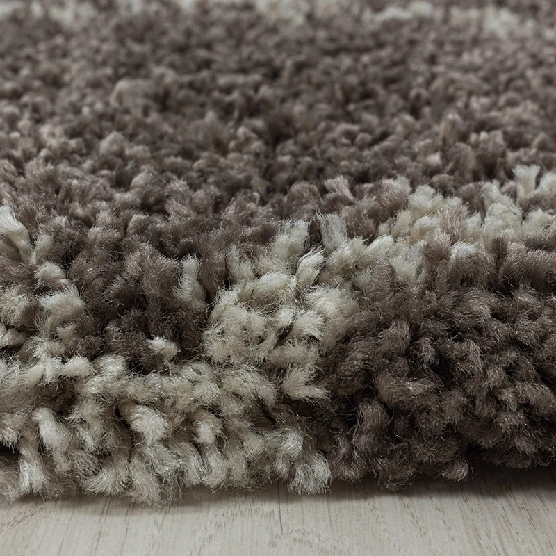 Berberteppich Rund - Agadir Lines Taupe Creme