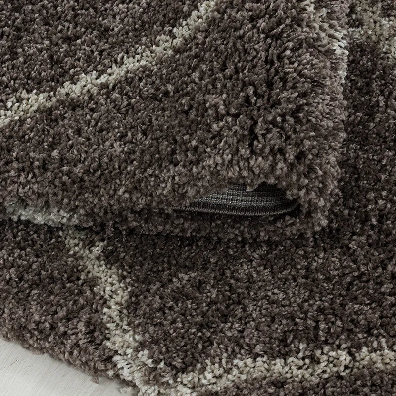 Berberteppich Rund - Agadir Lines Taupe Creme