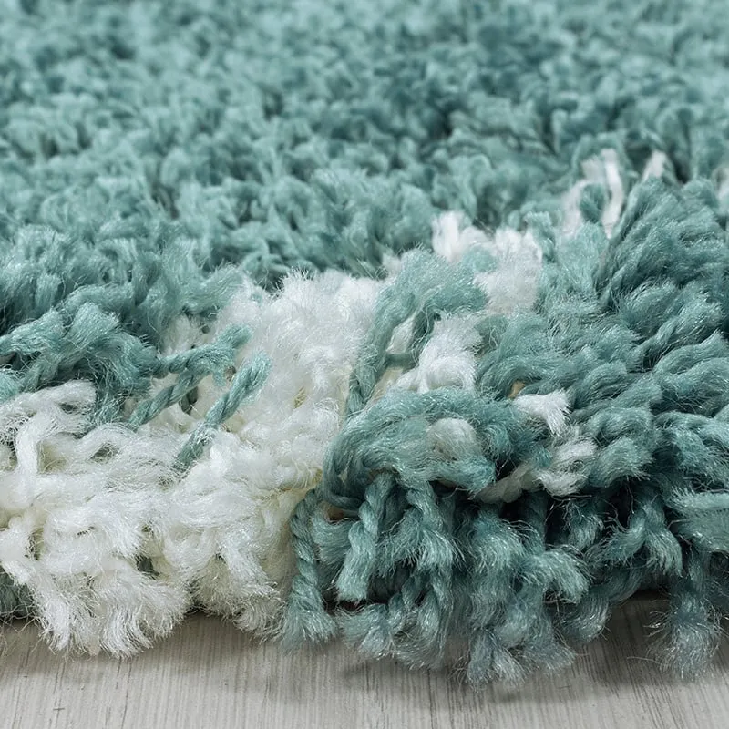 Berberteppich Rund - Agadir Lines Blau Creme