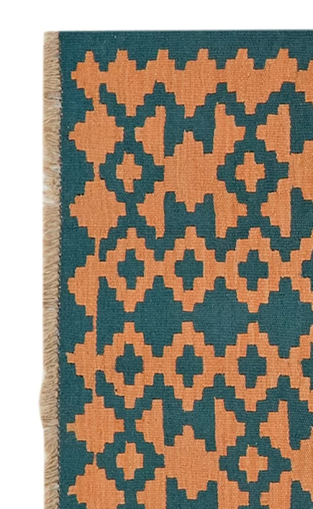 Kelim Gashgai · Handgewebt – Grün, 125x82 cm