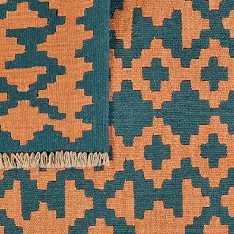 Kelim Gashgai · Handgewebt – Grün, 125x82 cm