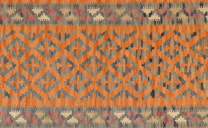 Kelim Gashgai · Handgewebt – Orange, 403x86 cm