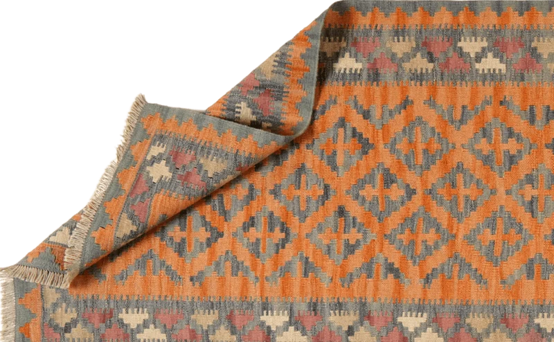 Kelim Gashgai · Handgewebt – Orange, 403x86 cm