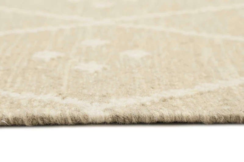Kelim Teppich Beige Creme meliert aus Wolle "Vermont" Green Looop