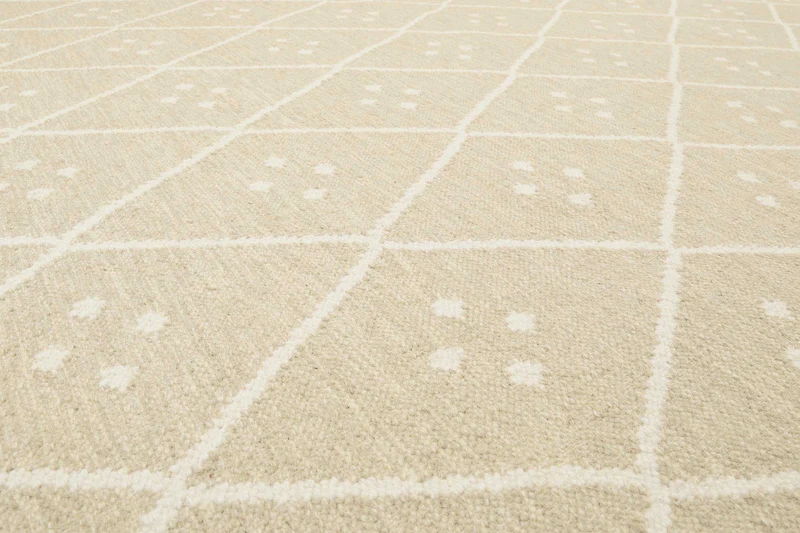 Kelim Teppich Beige Creme meliert aus Wolle "Vermont" Green Looop