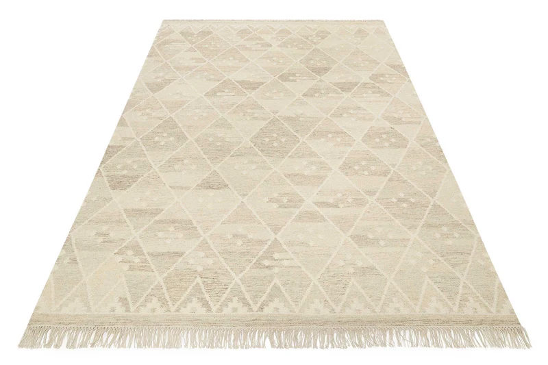 Kelim Teppich Beige Braun meliert aus Wolle "Vermont" Green Looop