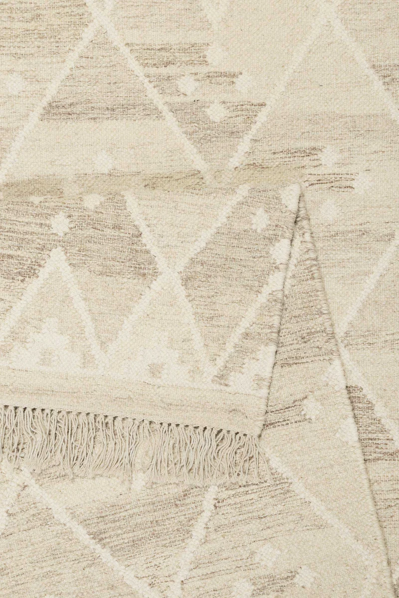 Kelim Teppich Beige Braun meliert aus Wolle "Vermont" Green Looop