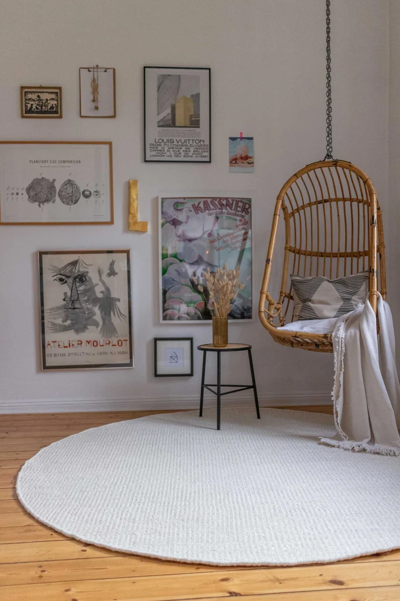 Kelim Teppich Rund Creme Weiß aus Jute & Wolle "Toulouse " Green Looop