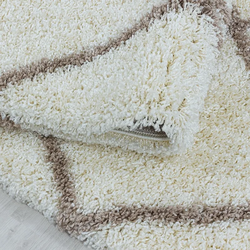 Berberteppich Rund - Agadir Lines Creme Beige