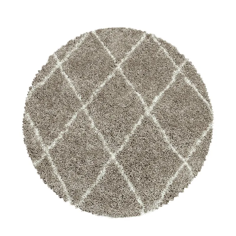 Berberteppich Rund - Agadir Lines Beige Creme