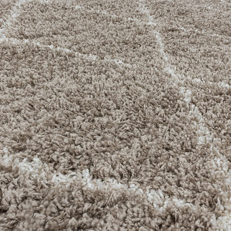 Berberteppich Rund - Agadir Lines Beige Creme
